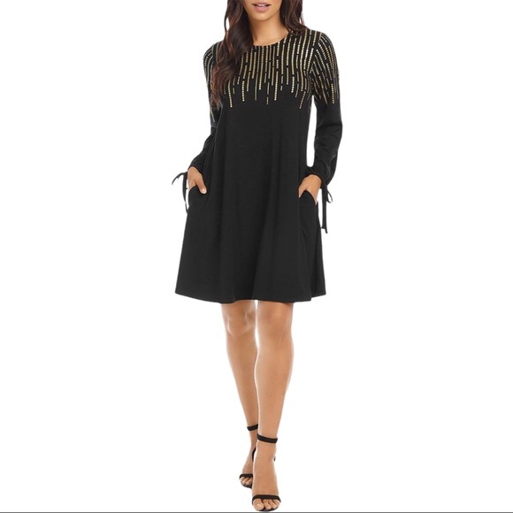 NWT KAREN KANE Printed Tie Sleeve Dress - Picture 1 of 4